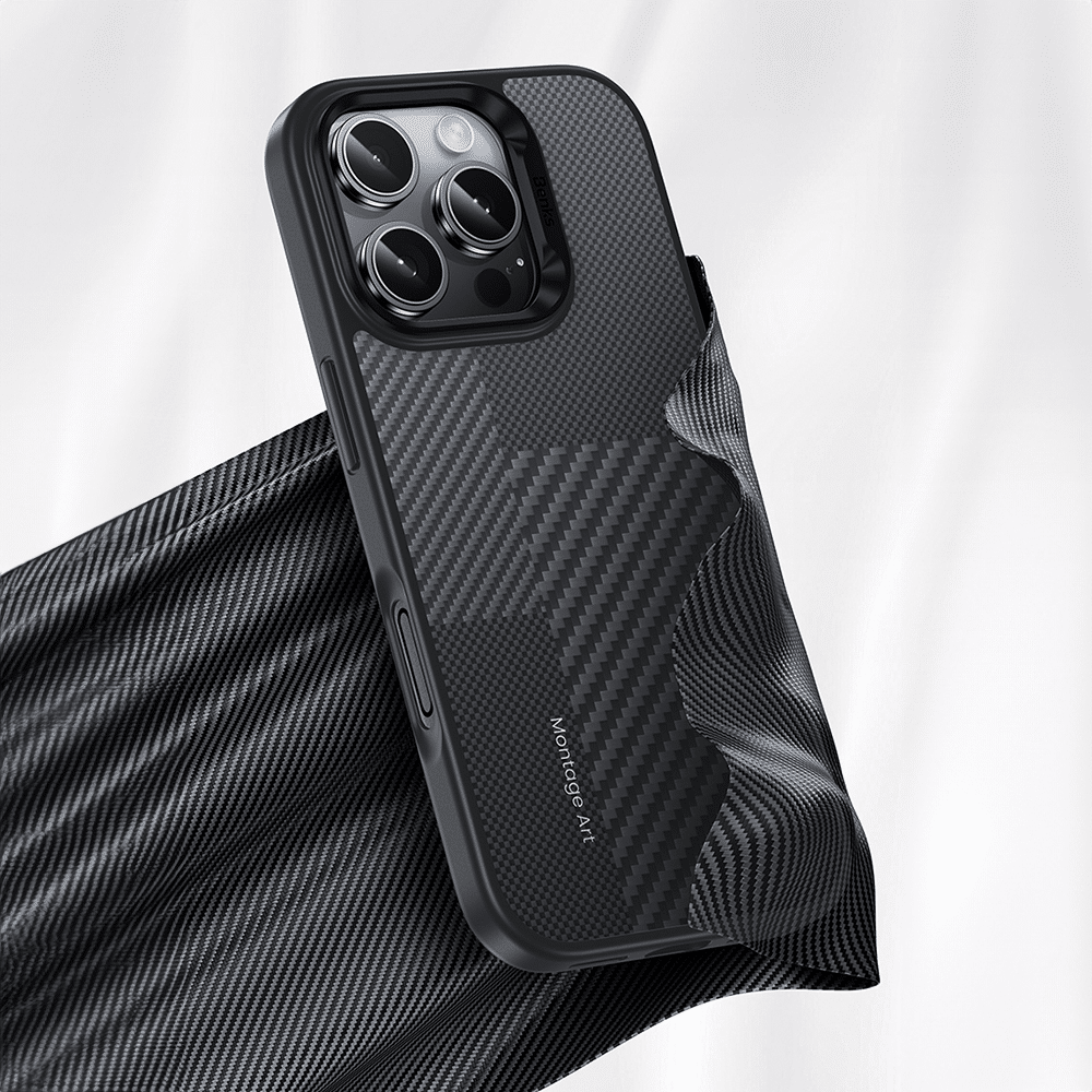 Benks Montage Magnetic Armor Pro kevlar kovinski okvir 600D ovitek za iPhone 16 Plus črn