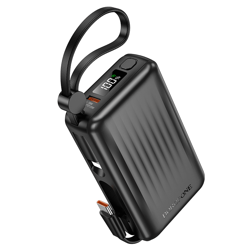 Borofone Power Bank 10000mAh BJ70 Source - Tip C - PD 20W s Tip C i Lightning kabelima crne boje