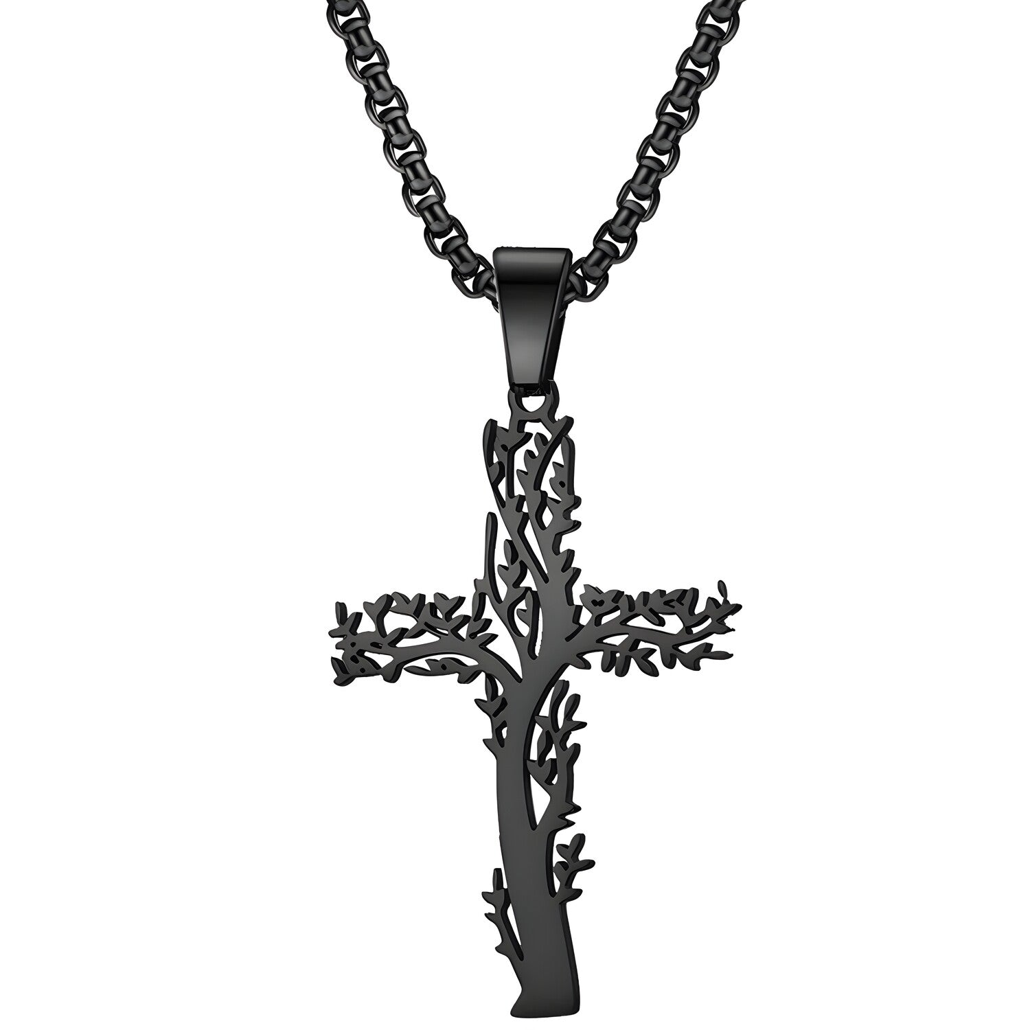 Ogrlica Tree Cross - Crna KP34111