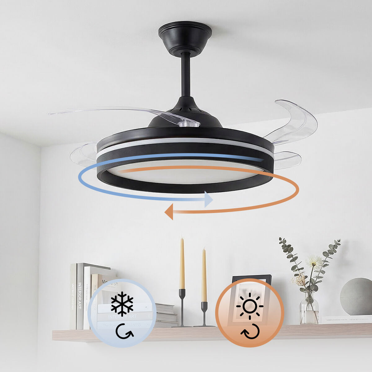 Stropni ventilator s LED svjetlom, 4 sklopive lopatice i daljinskim upravljačem InnovaGoods