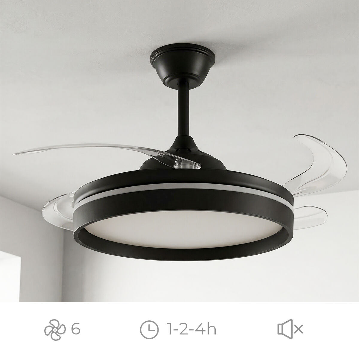 Stropni ventilator s LED svjetlom, 4 sklopive lopatice i daljinskim upravljačem InnovaGoods