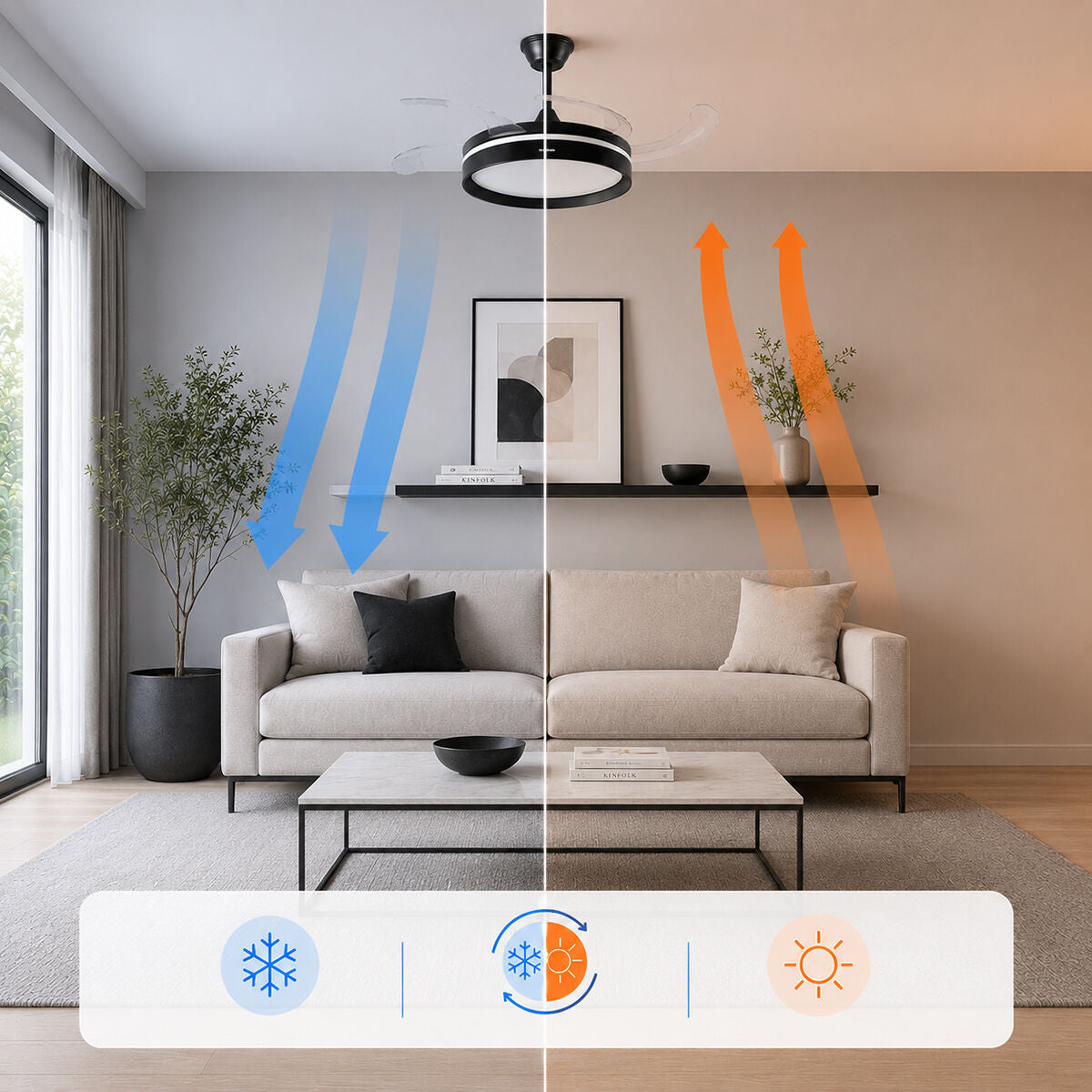 Stropni ventilator s LED svjetlom, 4 sklopive lopatice i daljinskim upravljačem InnovaGoods