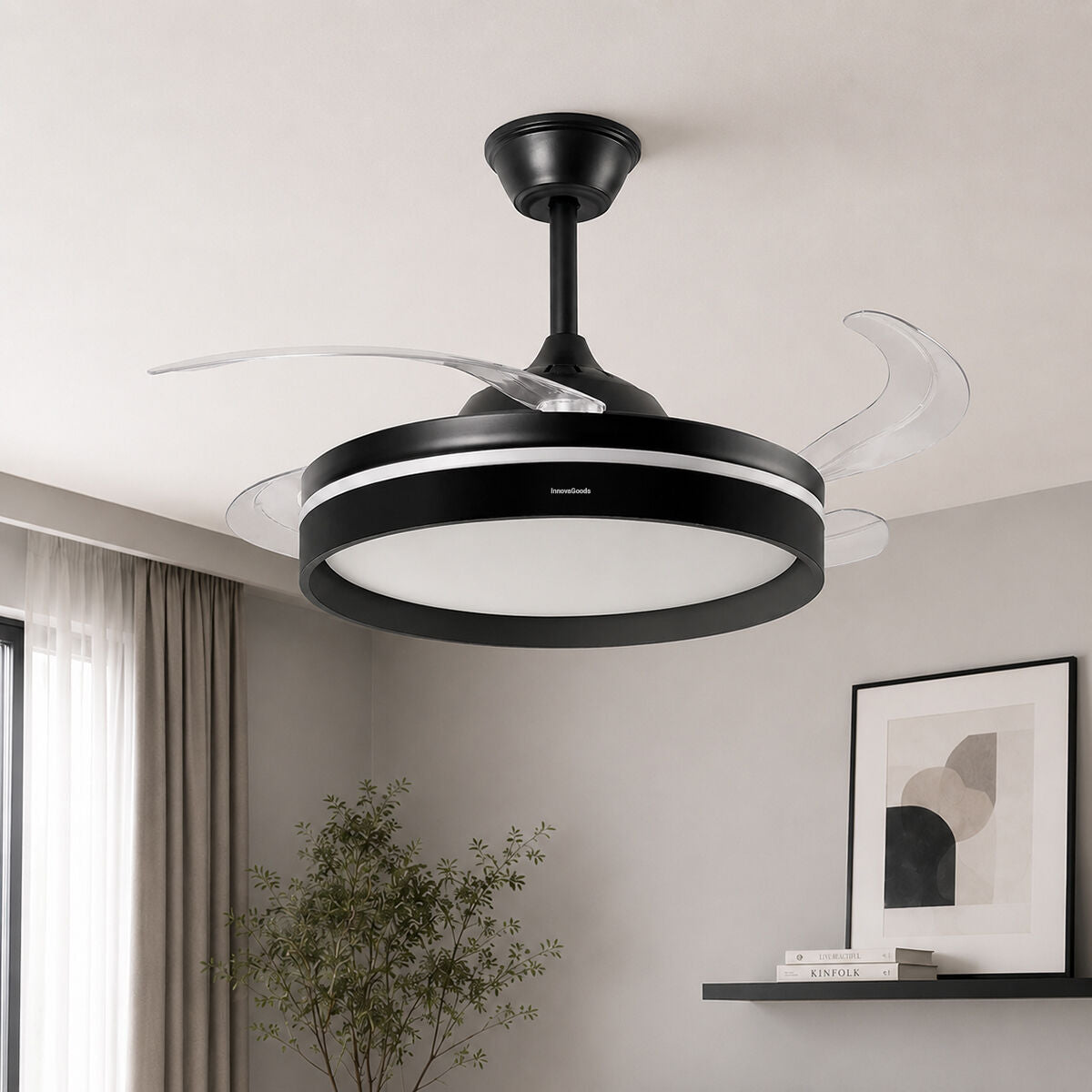 Stropni ventilator s LED svjetlom, 4 sklopive lopatice i daljinskim upravljačem InnovaGoods