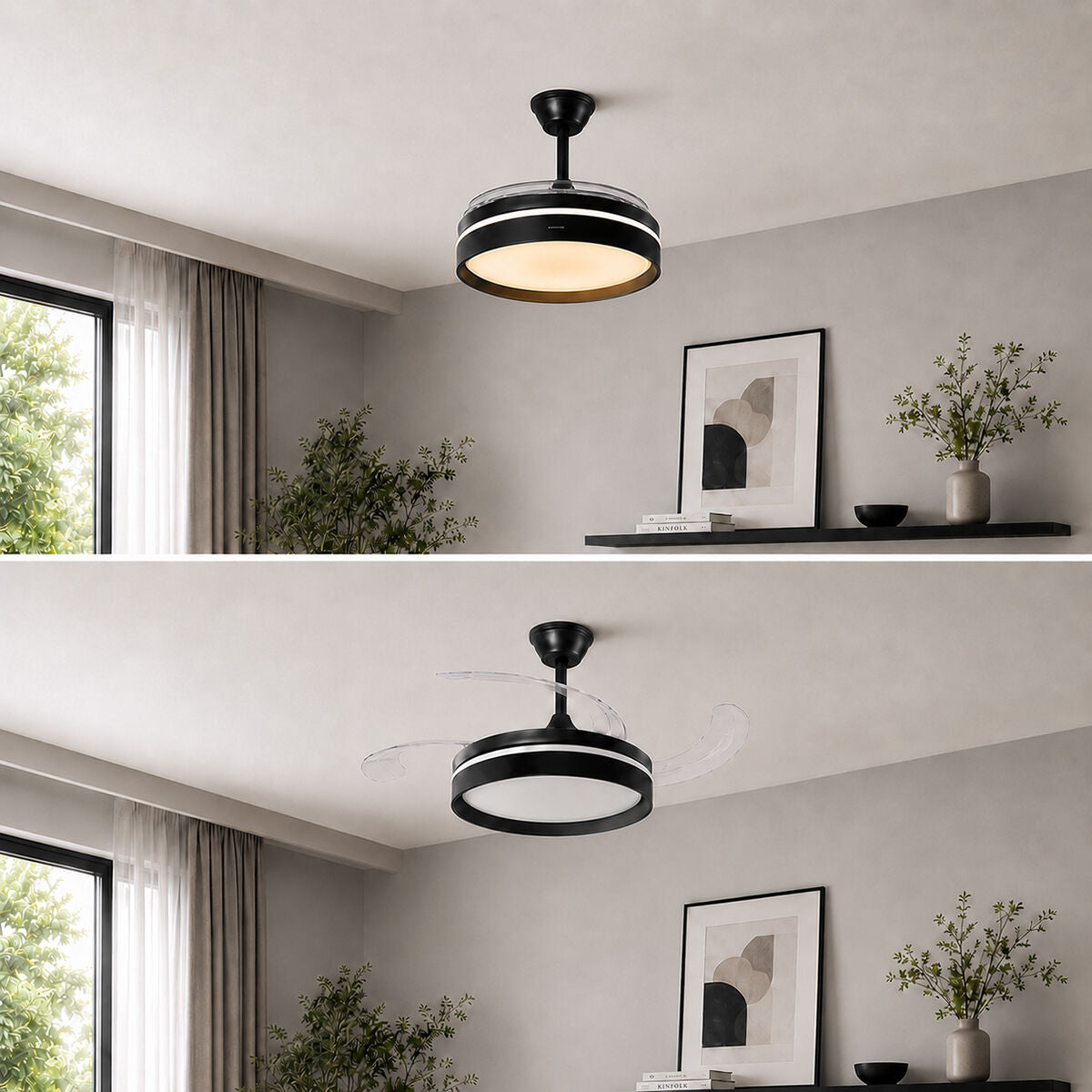 Stropni ventilator s LED svjetlom, 4 sklopive lopatice i daljinskim upravljačem InnovaGoods