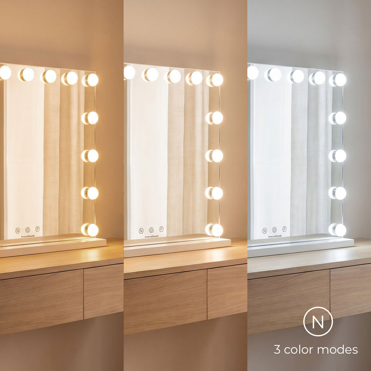 Toaletno ogledalo s LED rasvjetom Hollywood Glimma Deluxe InnovaGoods 15 Žarulje