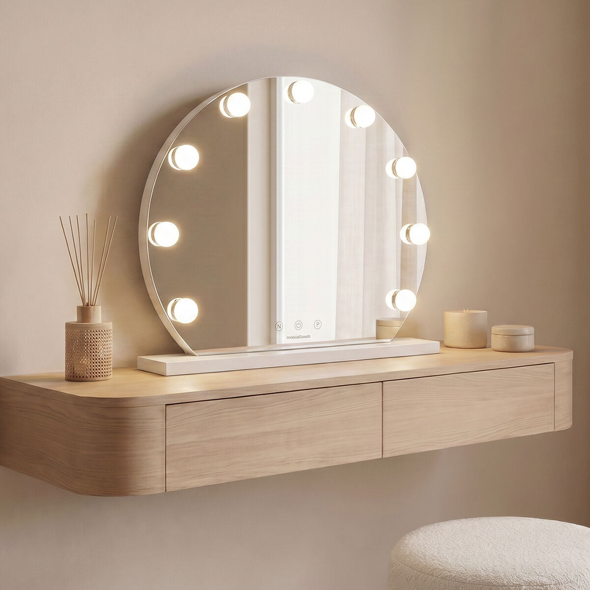 Okruglo toaletno ogledalo s LED rasvjetom Hollywood Gloette InnovaGoods 9 Žarulje