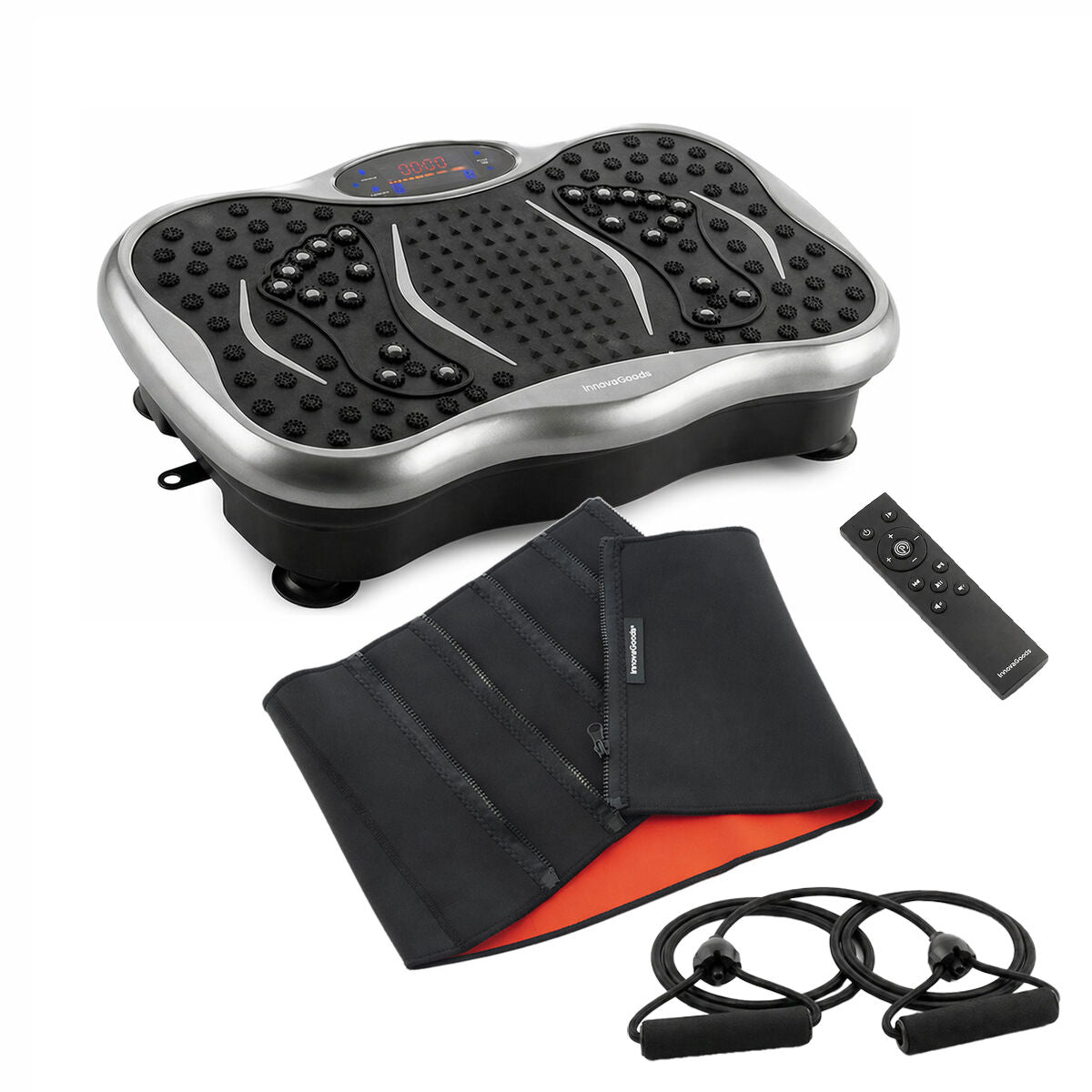 Paket vibracijska platforma s zvučnikom, trakovi otpora, daljinski i sportski pojas Sauna InnovaGoods