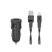 Auto punjač RivaPower VA4215 BD2 Black 1A / 1xUSB + kabel MFi Lightning 1.2m