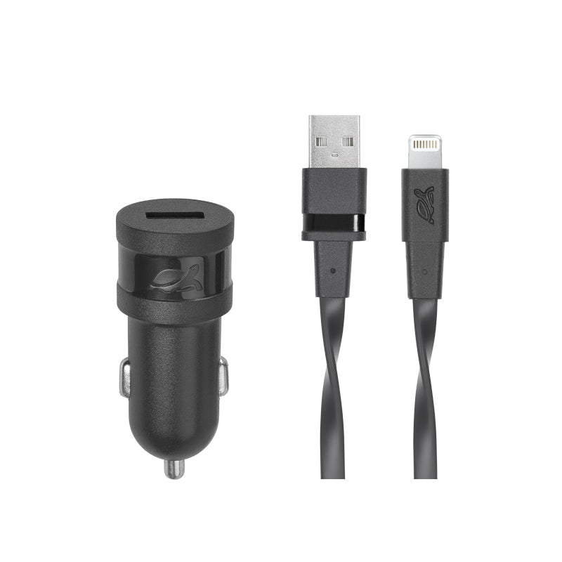 Auto punjač RivaPower VA4215 BD2 Black 1A / 1xUSB + kabel MFi Lightning 1.2m