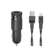Auto punjač RivaPower VA4225 BD2 Black 3,4A / 2xUSB + kabel MFi Lightning 1.2m