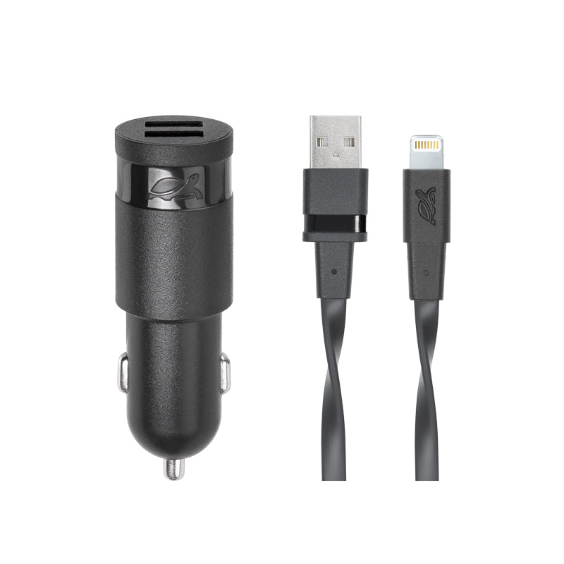 Auto punjač RivaPower VA4225 BD2 Black 3,4A / 2xUSB + kabel MFi Lightning 1.2m