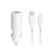 Auto punjač RivaPower VA4225 WD2 White 3,4A / 2xUSB + kabel MFi Lightning 1.2m