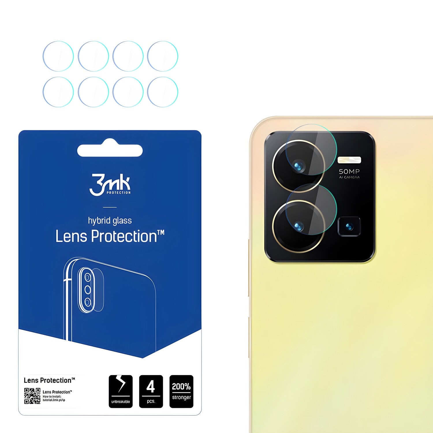 4x Staklo za kameru 3mk za Vivo Y35 4G - Prozirna KP22719