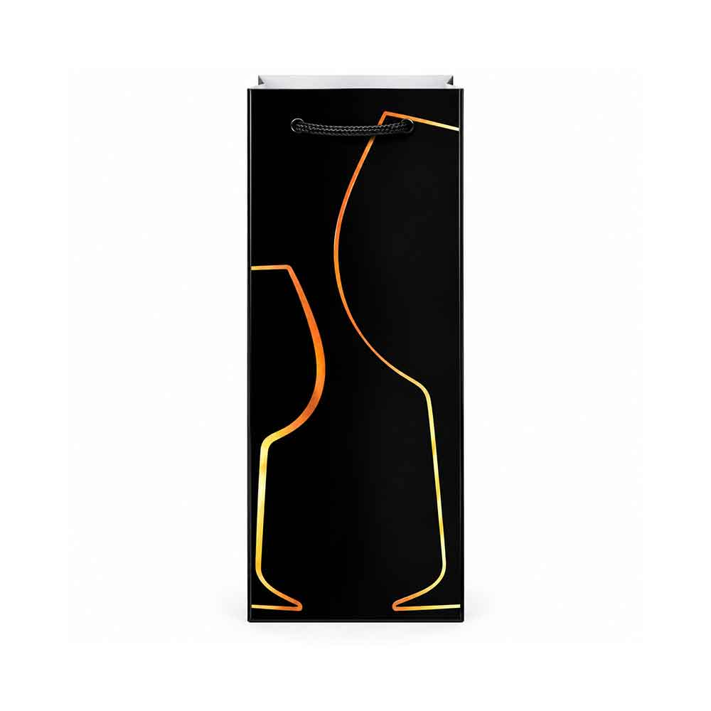 Poklon vrećica za bocu vina Black Elegant 35 × 12 × 9 cm – 4 modela Model 01