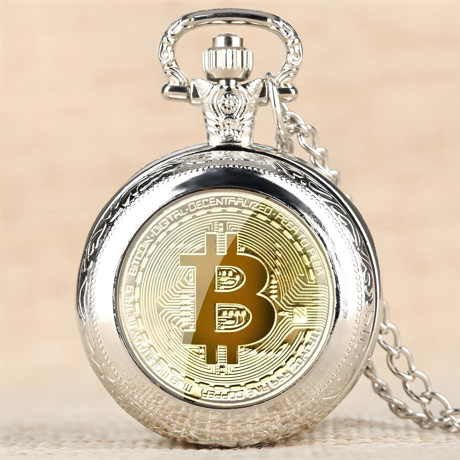 Džepni Sat Bitcoin - Srebrni KP5816