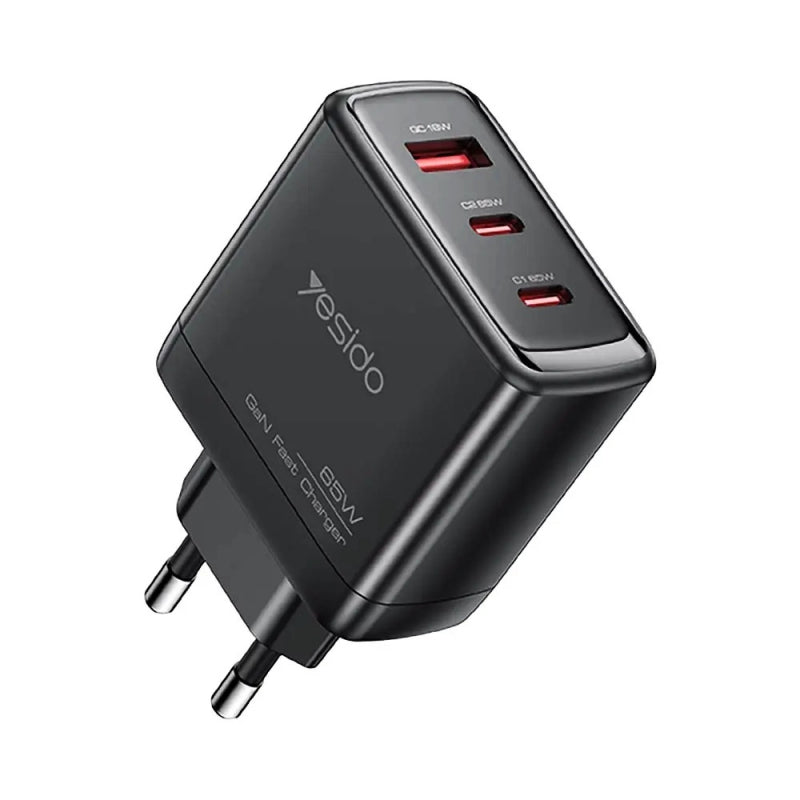 Zidni punjač Yesido YC144C 65W 3.25A 1 x USB-A - 2 x USB-C s USB-C kabelom crni