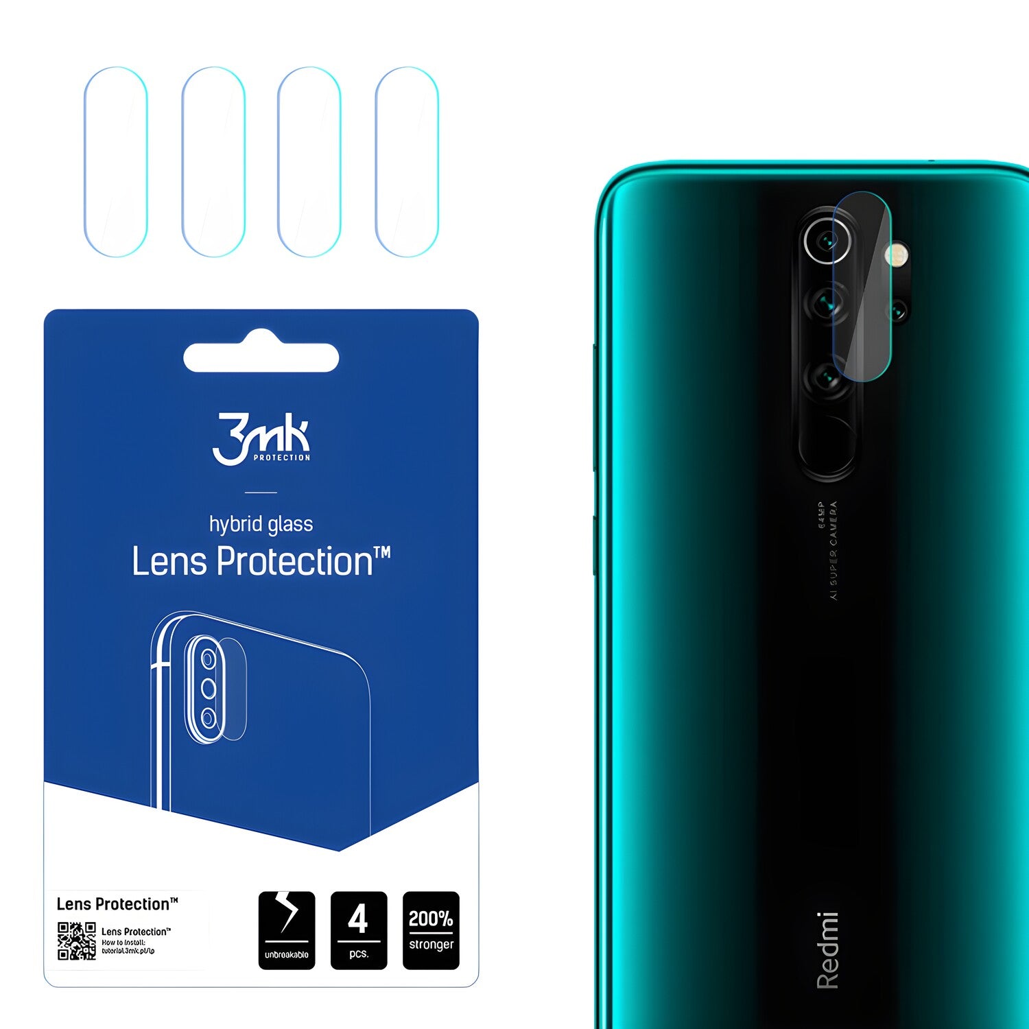 4x Staklo za kameru 3mk za Xiaomi Redmi Note 8 Pro - Prozirna KP23359